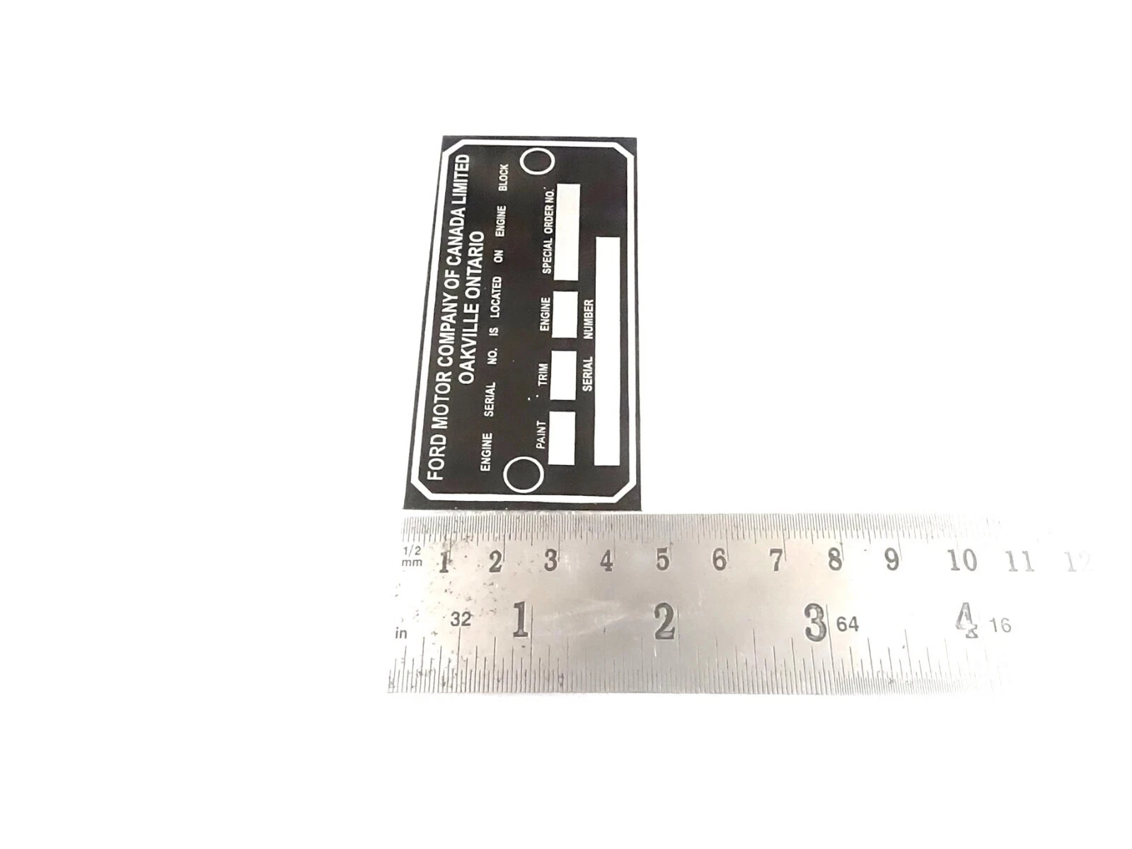 DATA PLATE FITS TO VINTAGE CLASSIC FORD MERCURY CANADA OAKVILLE ONTARIO MONTEREY
