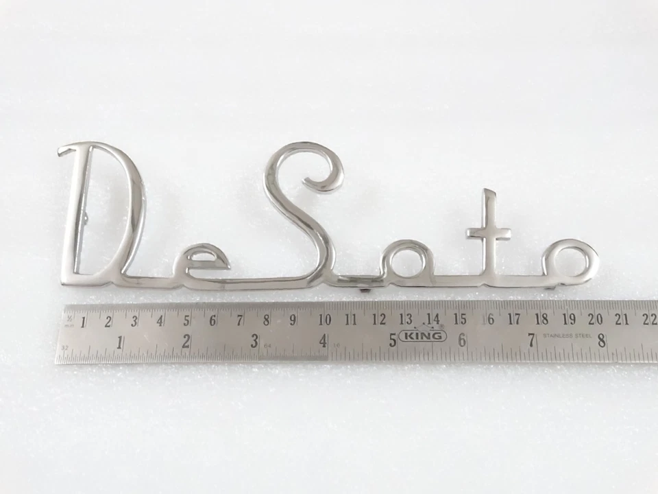 CHROME PLATED BADGE DECAL MONOGRAM EMBLEM FITS TO VINTAGE DESOTO #V189-7