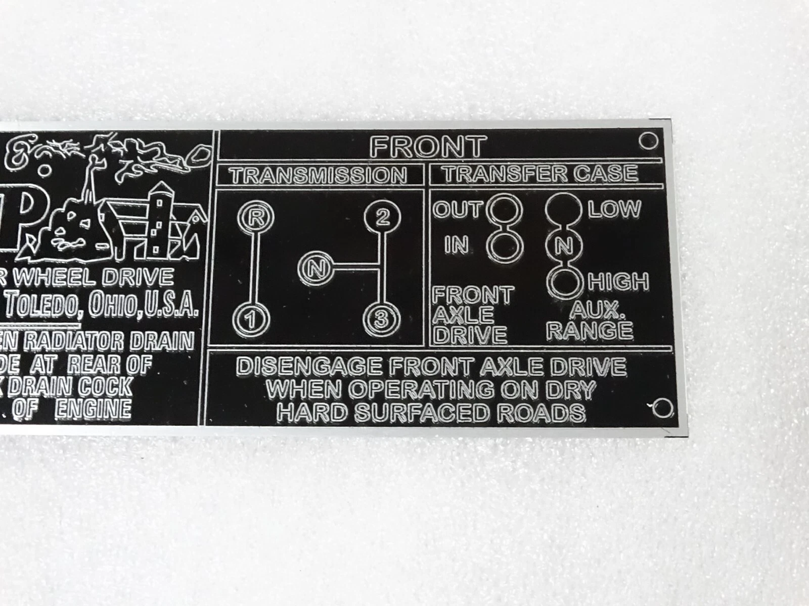 Dash Data Plate Fits Willys Jeep CJ2A CJ3A CJ3B (P88) #15B17