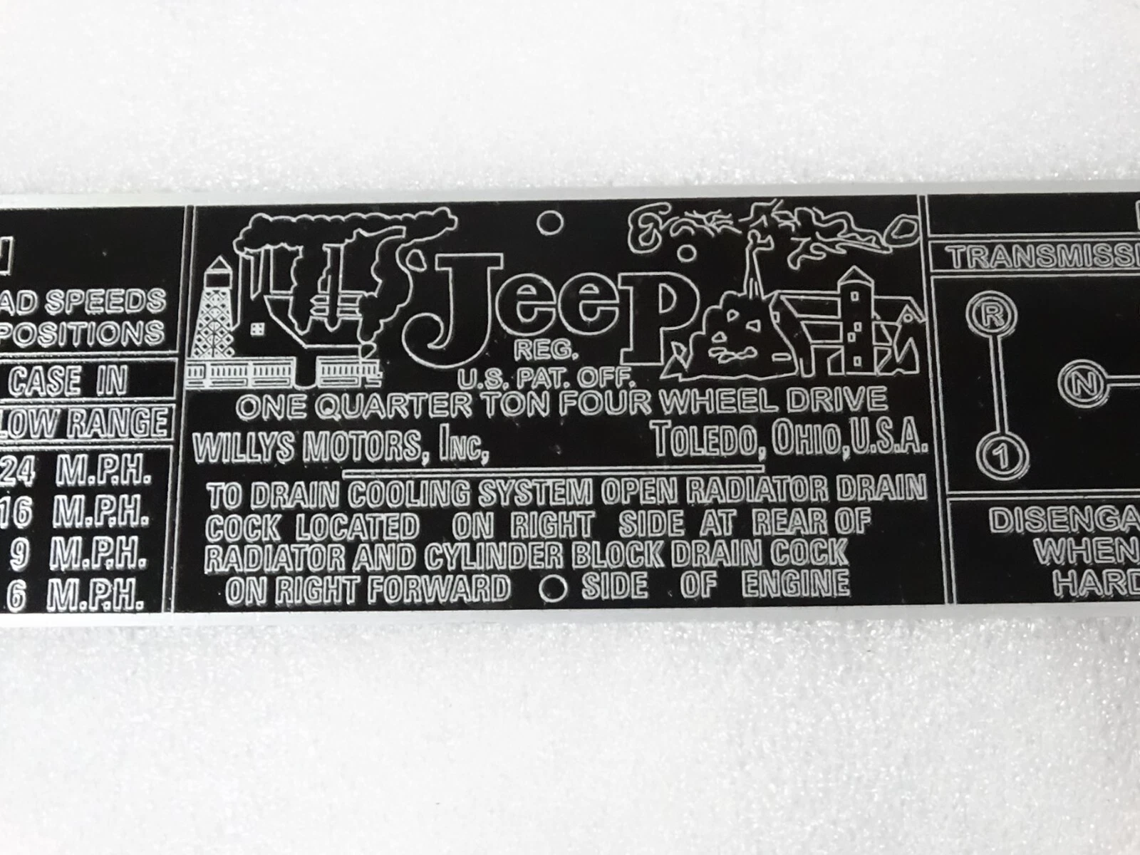 Dash Data Plate Fits Willys Jeep CJ2A CJ3A CJ3B (P88) #15B17