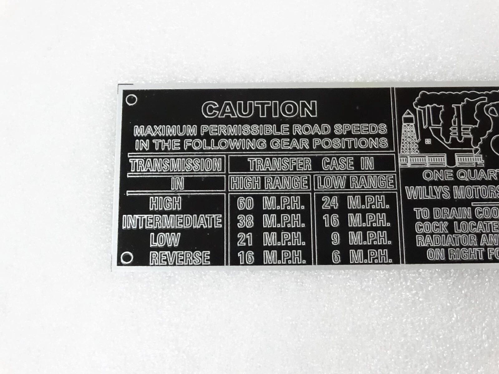 Dash Data Plate Fits Willys Jeep CJ2A CJ3A CJ3B (P88) #15B17