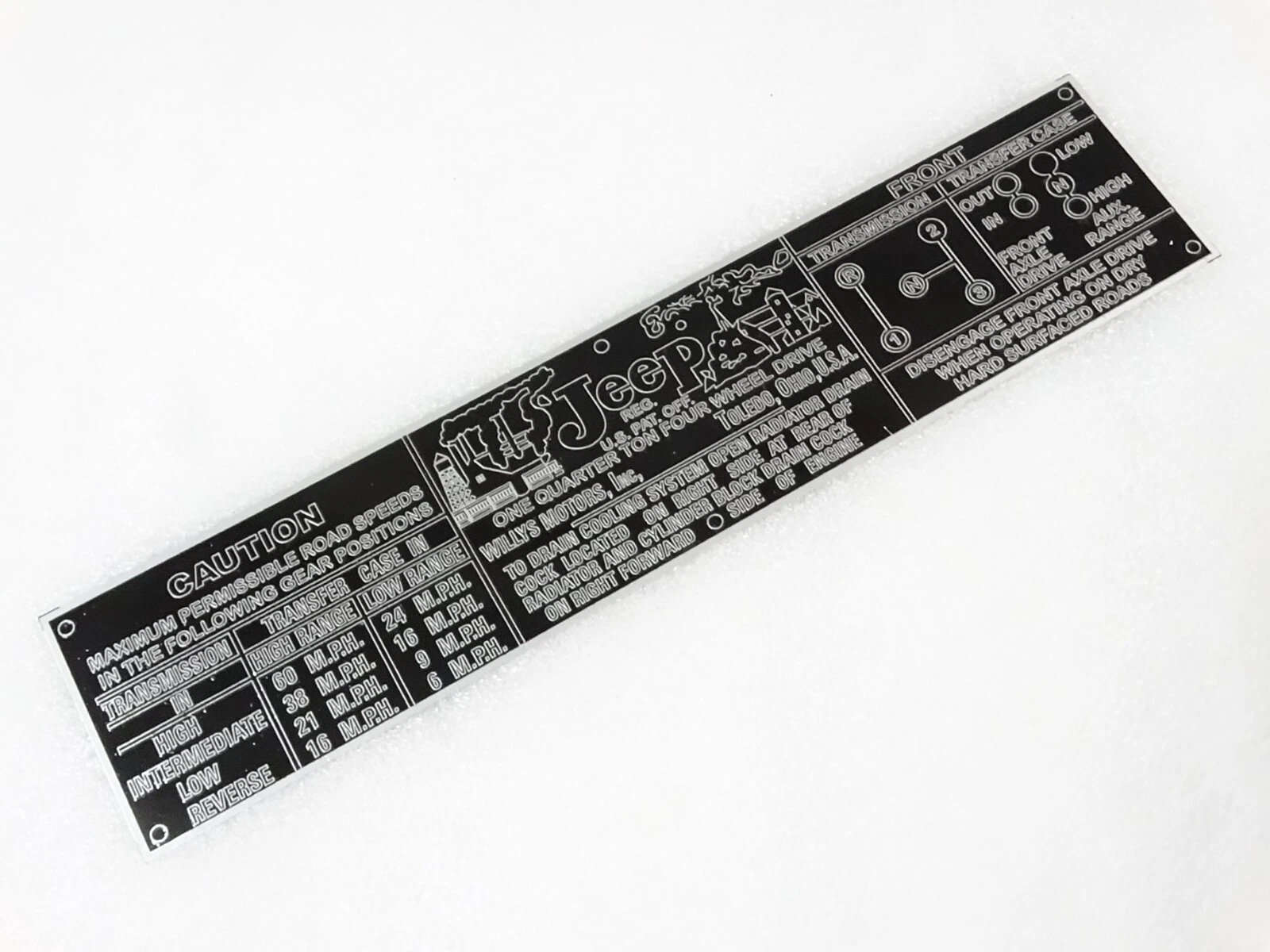 Dash Data Plate Fits Willys Jeep CJ2A CJ3A CJ3B (P88) #15B17