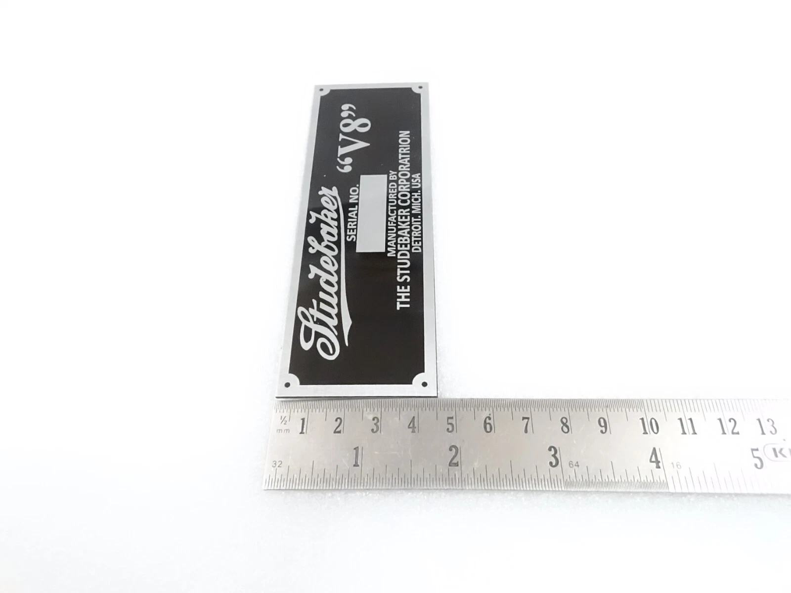 DATA PLATE FOR VINTAGE STUDBAKER V8 MODEL #V285-8