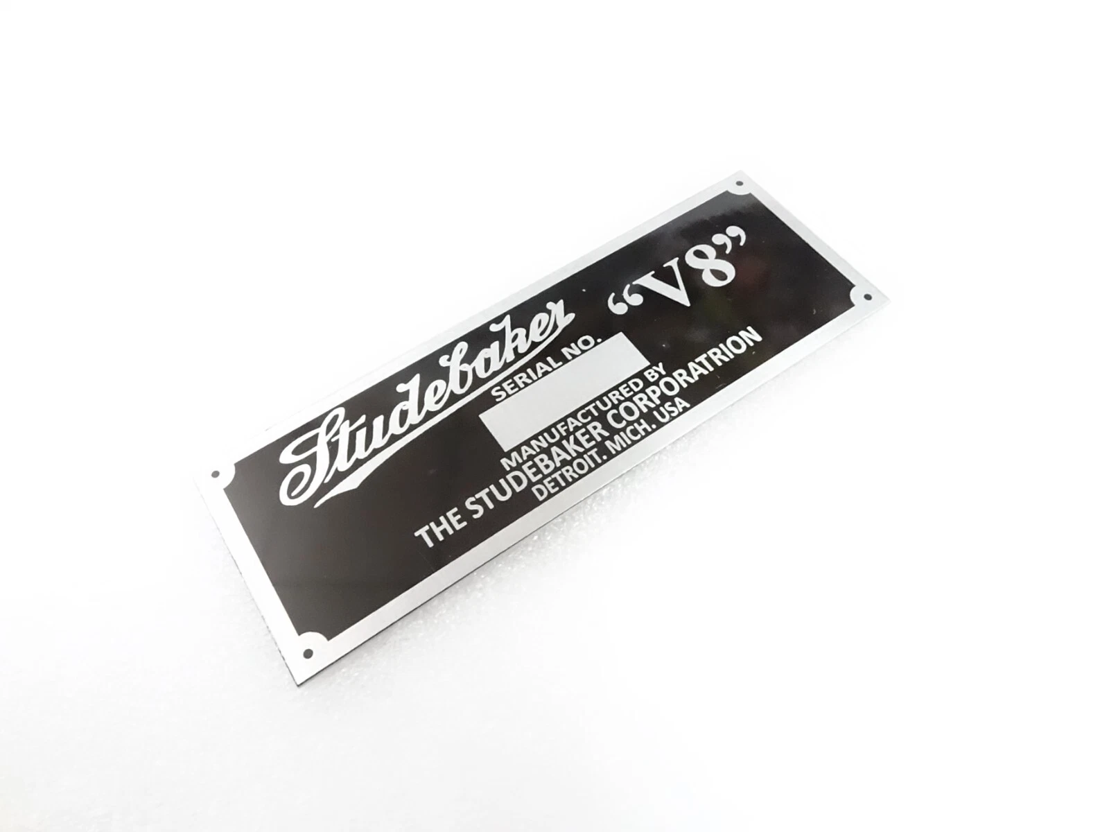DATA PLATE FOR VINTAGE STUDBAKER V8 MODEL #V285-8