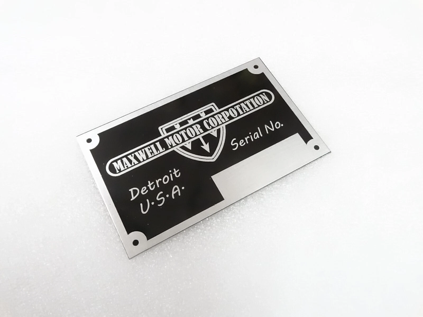 DATA PLATE FITS TO MAXWELL MOTOR CORPORATON ONE TON TRUCK 1916-19 #V293-8