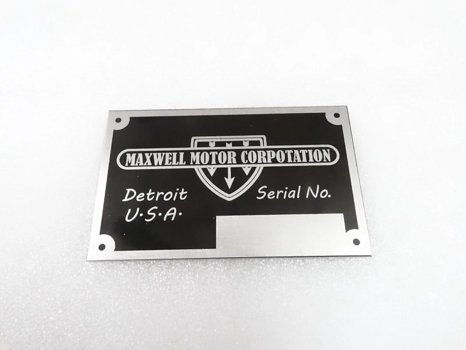 DATA PLATE FITS TO MAXWELL MOTOR CORPORATON ONE TON TRUCK 1916-19 #V293-8