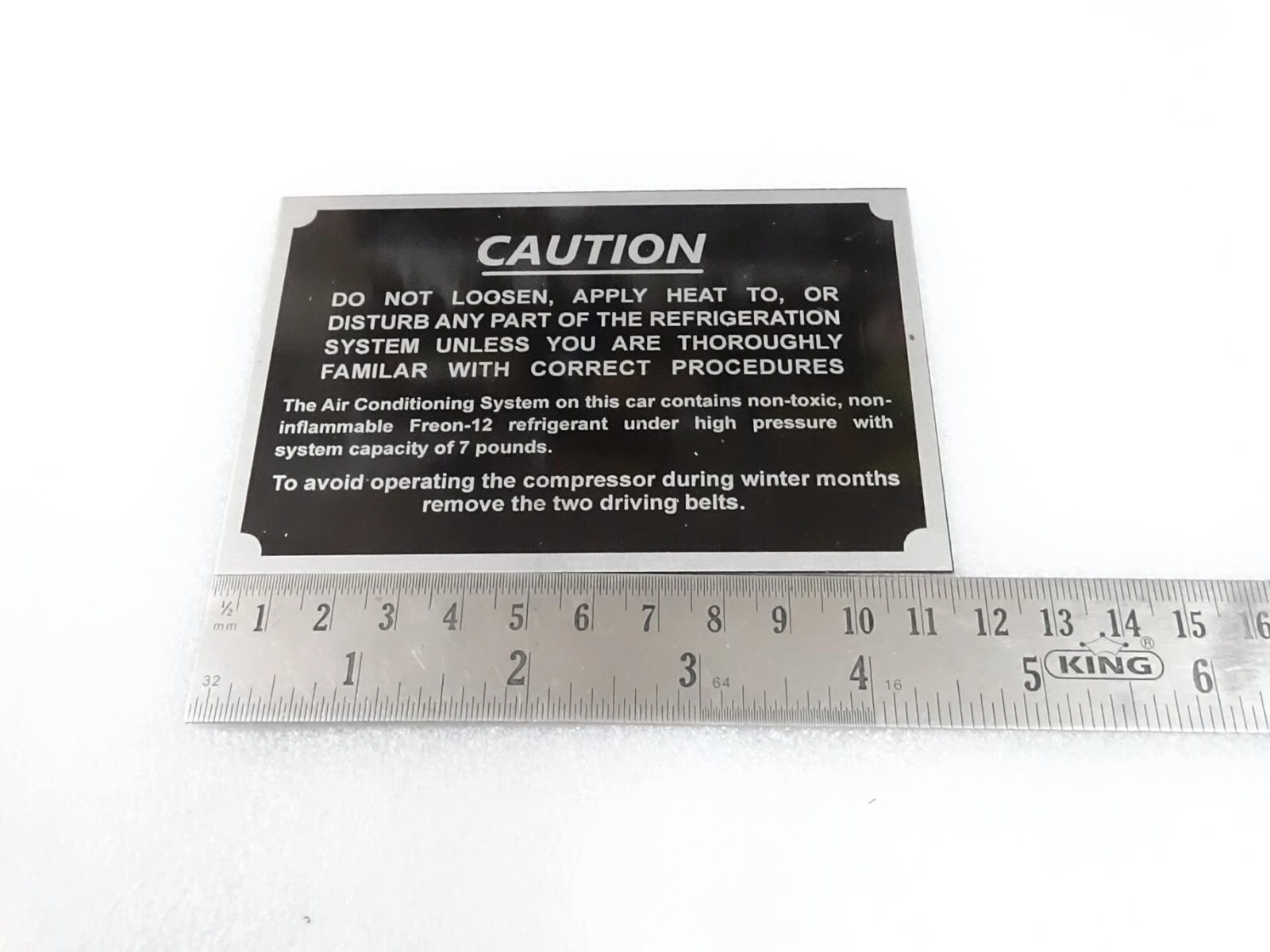 DATA PLATE FOR PACKARD AIR CONDITIONER CAUTION PLATE 1950-58