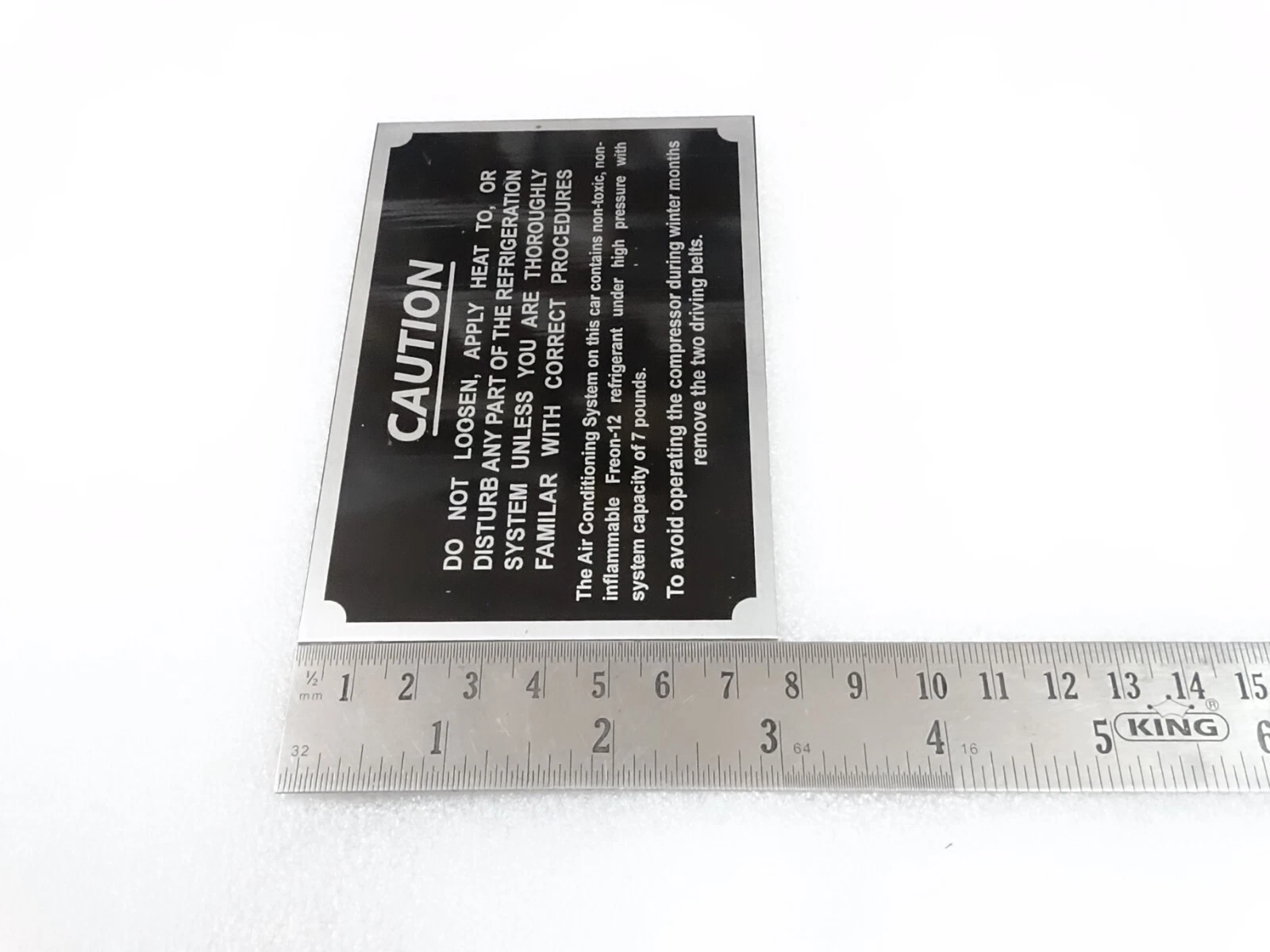 DATA PLATE FOR PACKARD AIR CONDITIONER CAUTION PLATE 1950-58