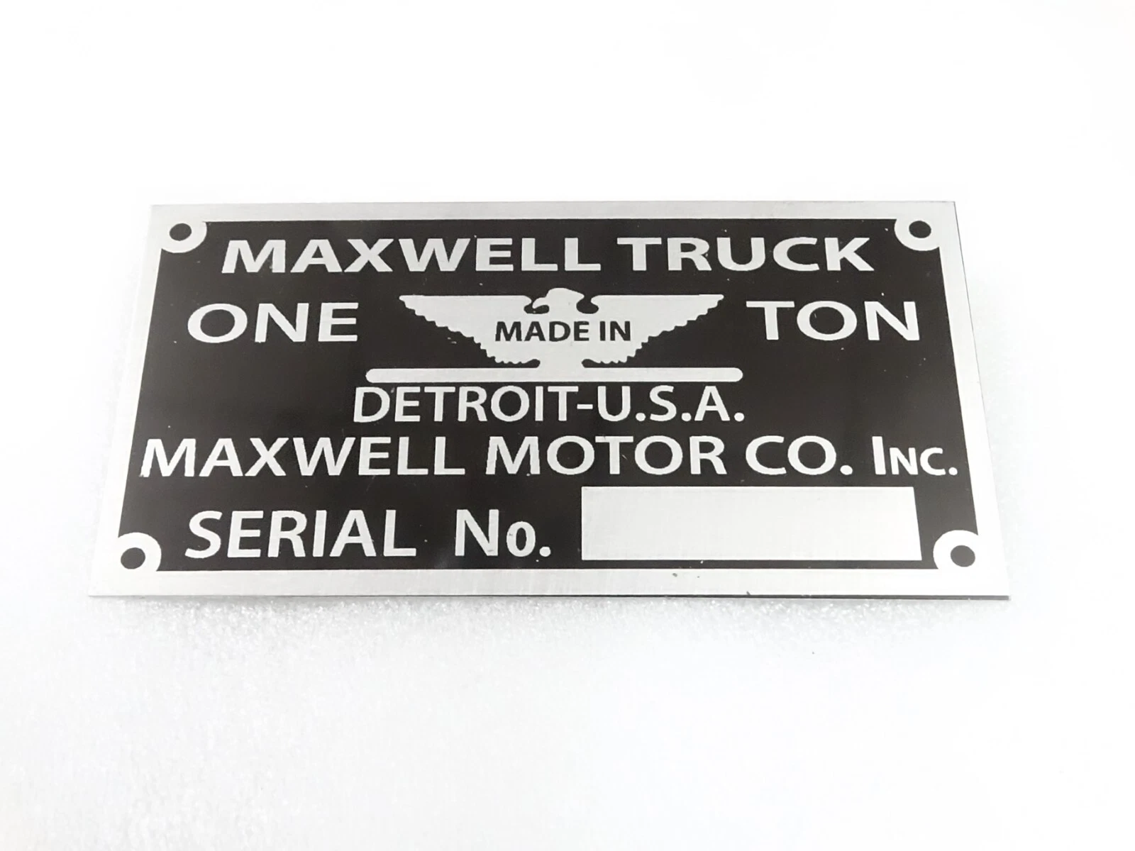 DATA PLATE FOR VINATGE MAXWELL TRUCKS 1917-19 #311-8