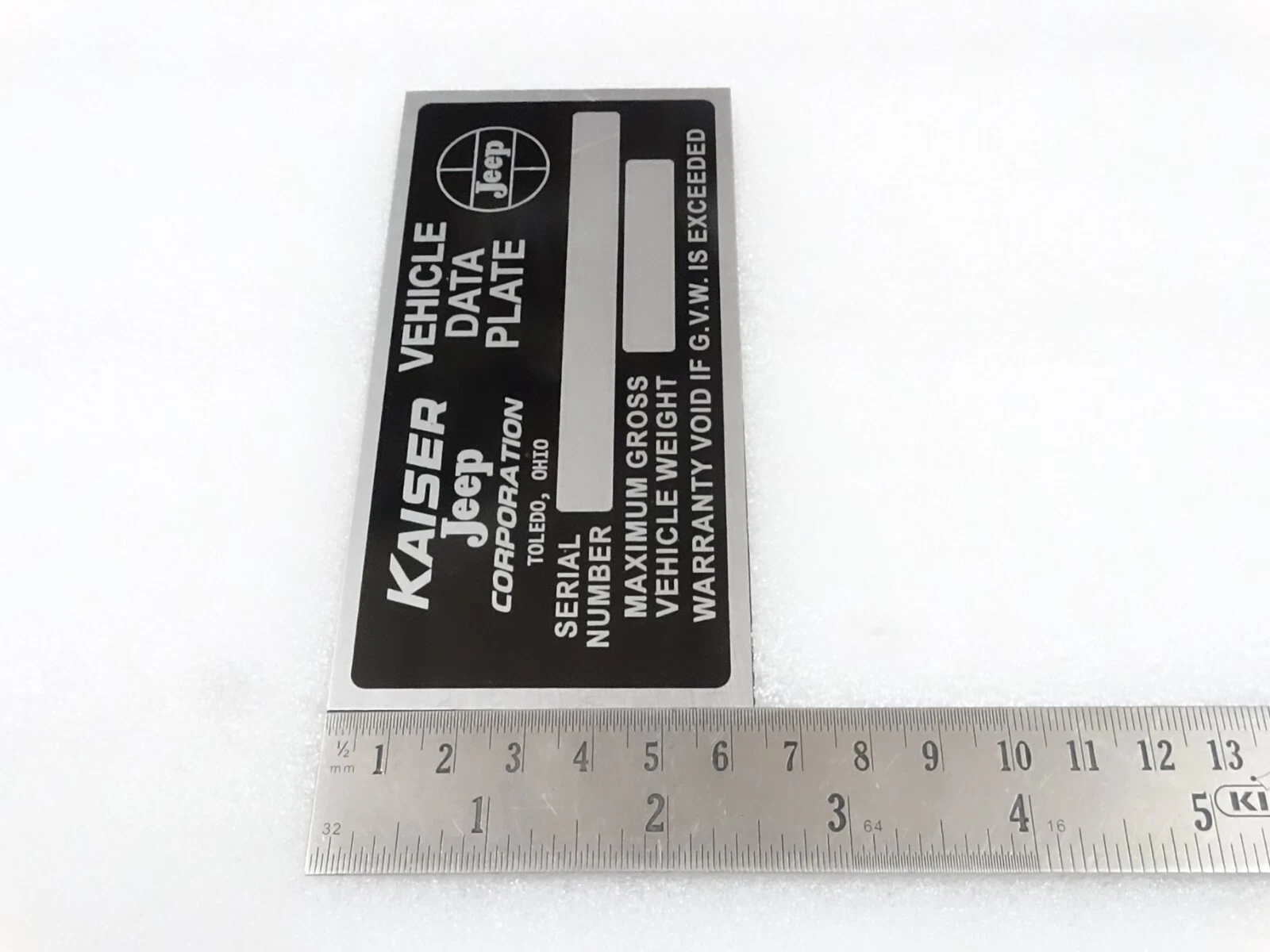 DATA PLATE FOR KAISER JEEP VER 2 #V258-7