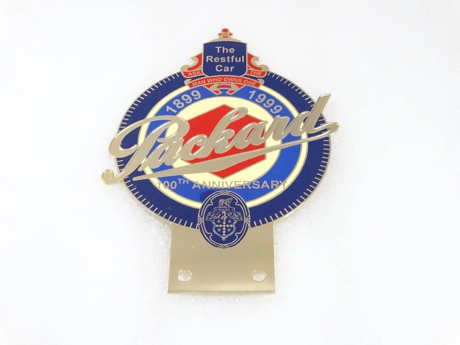 BRASS GOLDEN DECAL BADGE EMBLEM FITS VINTAGE PACKARD 100TH ANNIVERSARY CAR GRILL