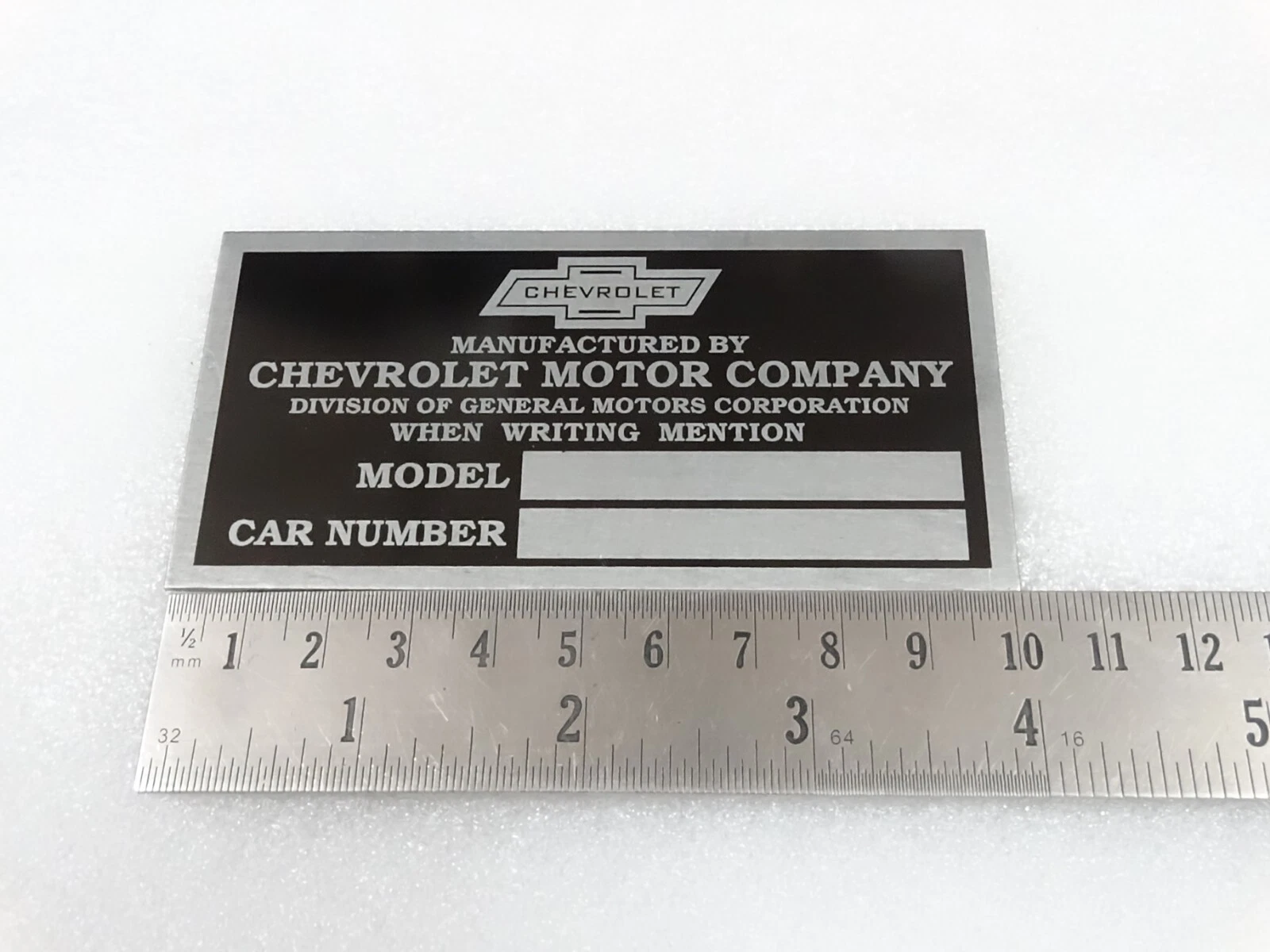 DATA PLATE FOR VINTAGE CHEVROLET CARS #V260-7