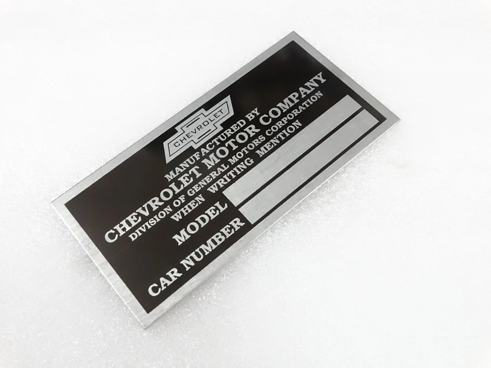 DATA PLATE FOR VINTAGE CHEVROLET CARS #V260-7