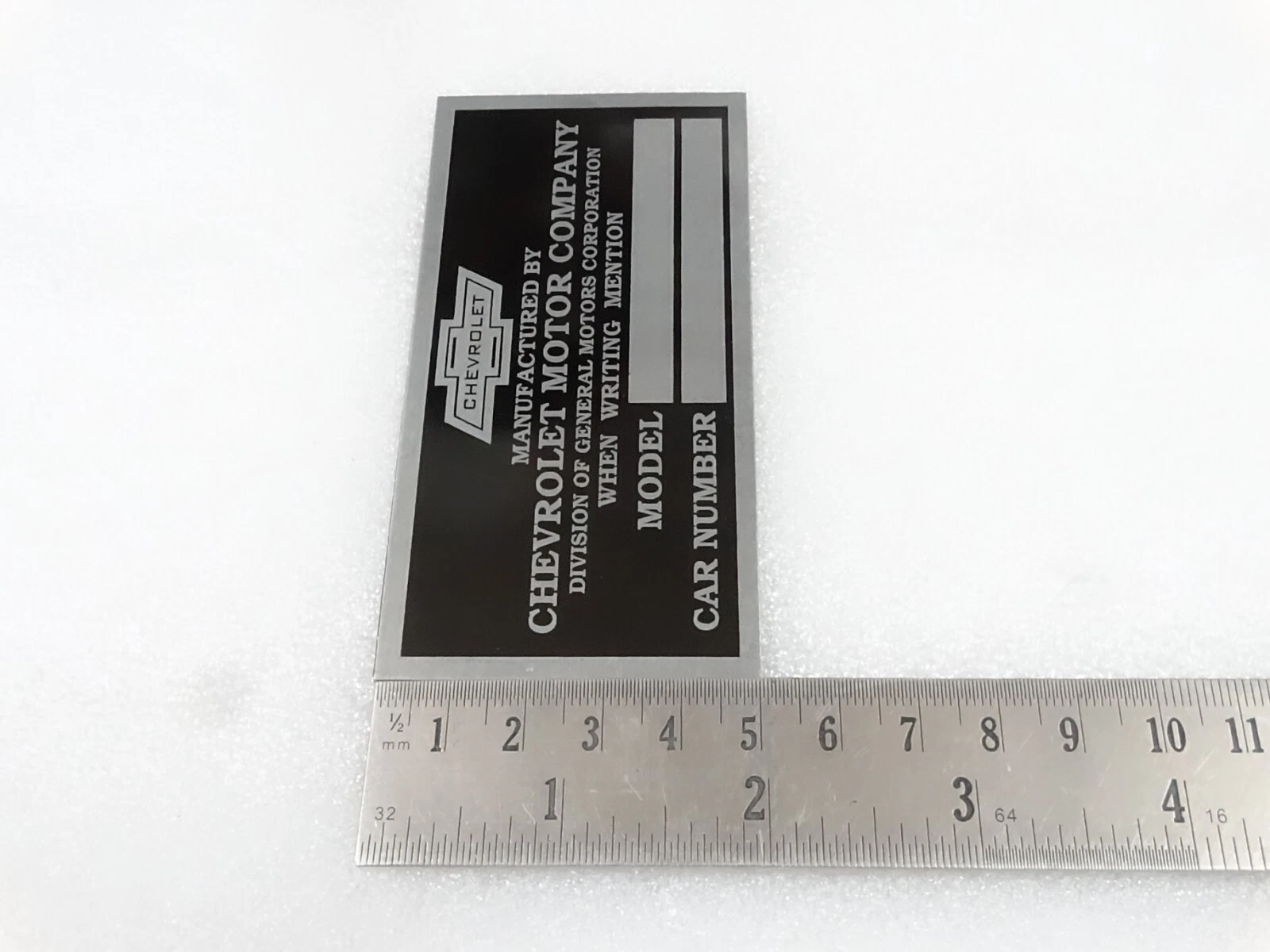 DATA PLATE FOR VINTAGE CHEVROLET CARS #V260-7