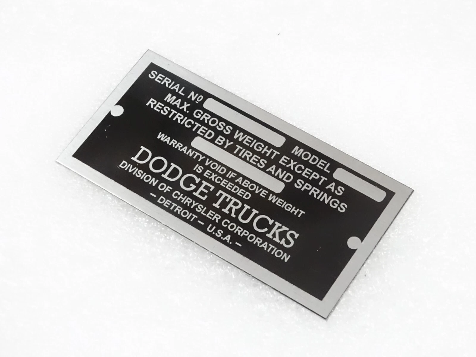 DATA PLATE FITS TO VINTAGE DODGE TRUCK 1928-1937 #V208-7