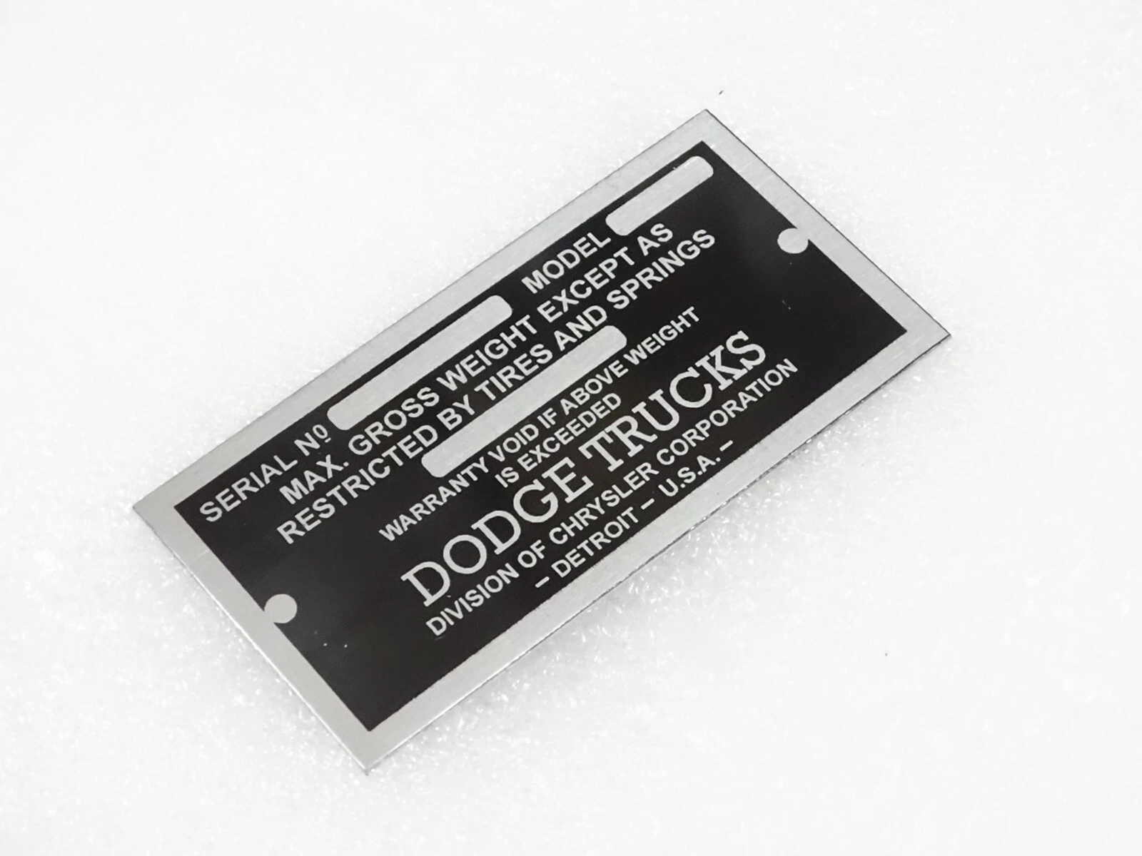 DATA PLATE FITS TO VINTAGE DODGE TRUCK 1928-1937 #V208-7