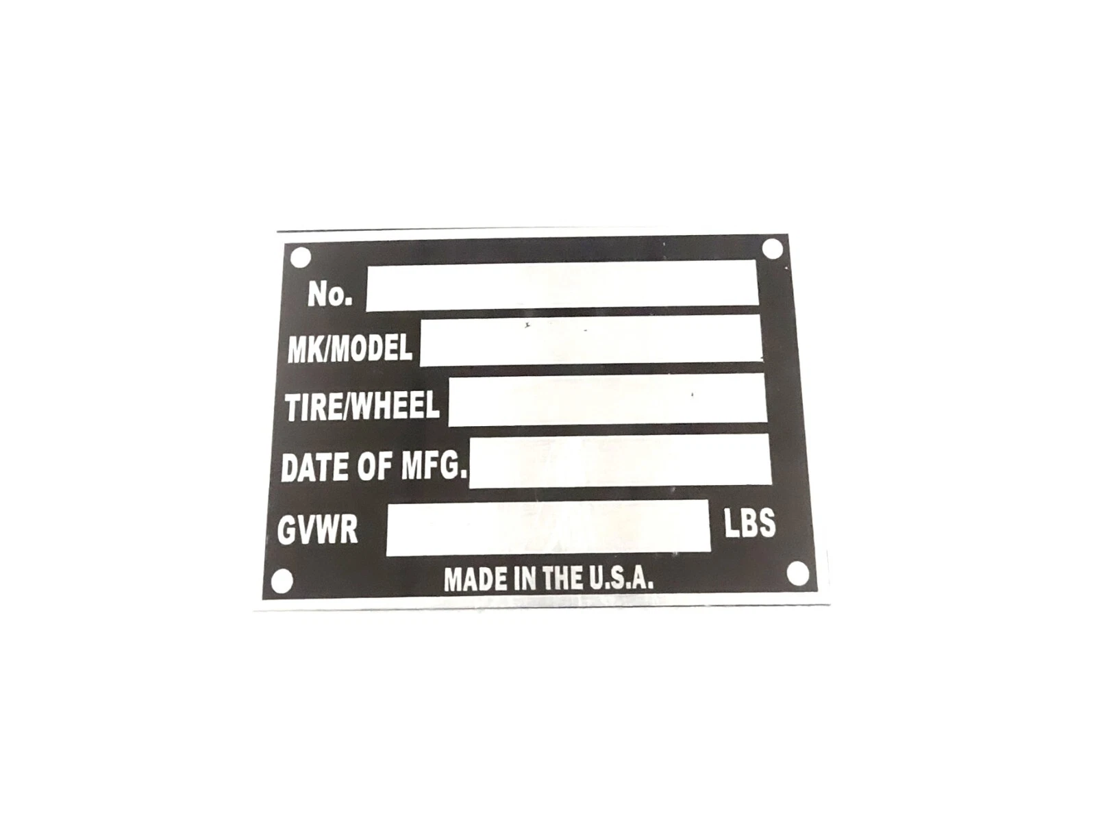 DATA PLATE FITS TO TRAILER 5 LINE PLATE #V427-8