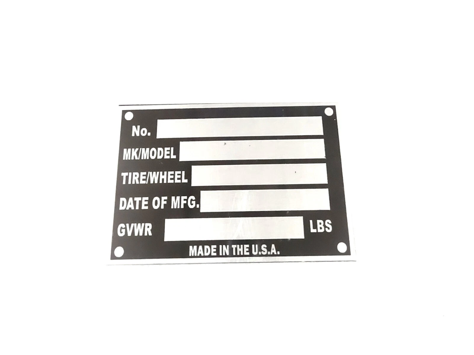 DATA PLATE FITS TO TRAILER 5 LINE PLATE #V427-8