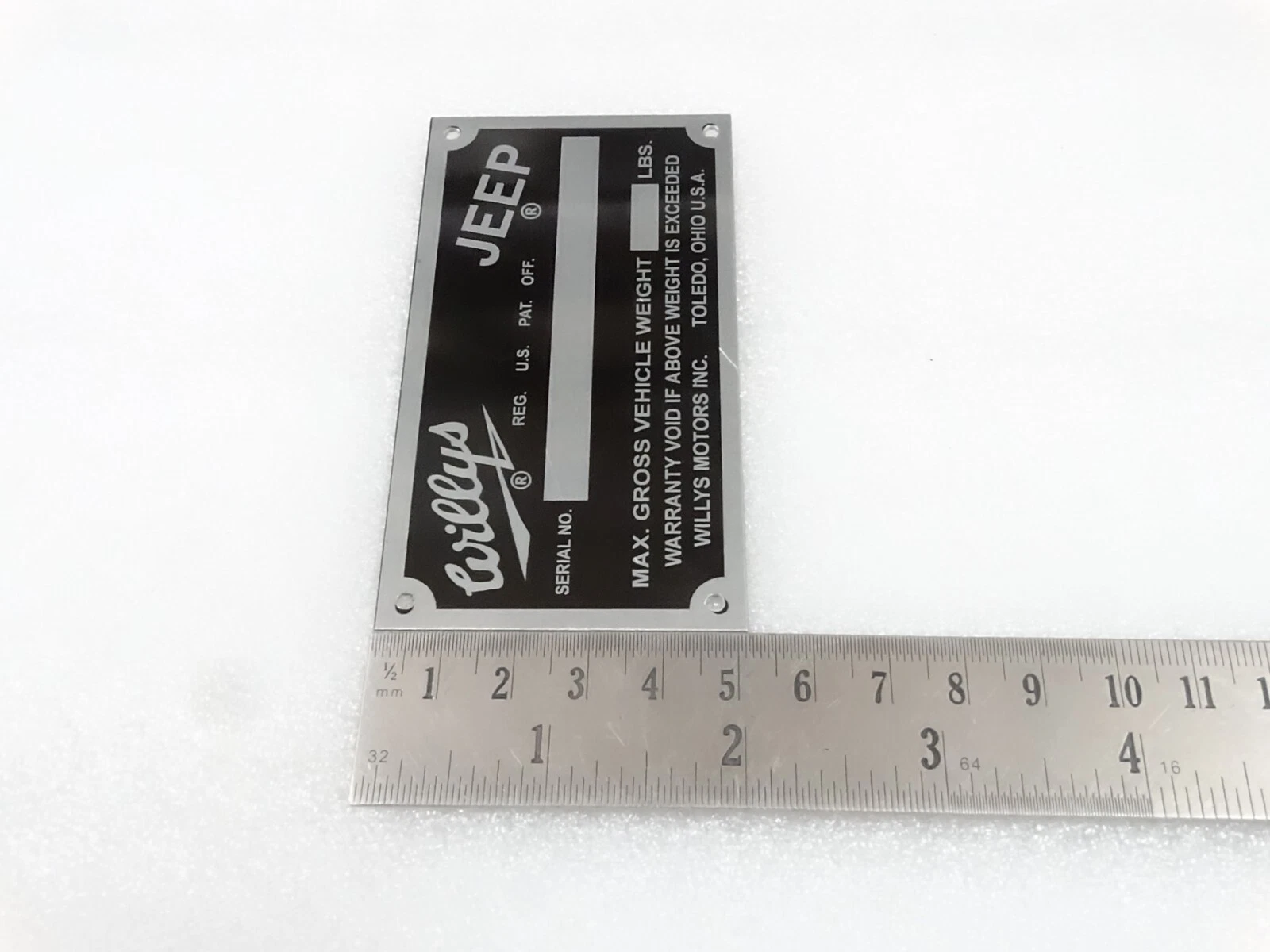 DATA PLATE FOR VINTAGE WILLYS JEEP FC-150 170 #V254-7