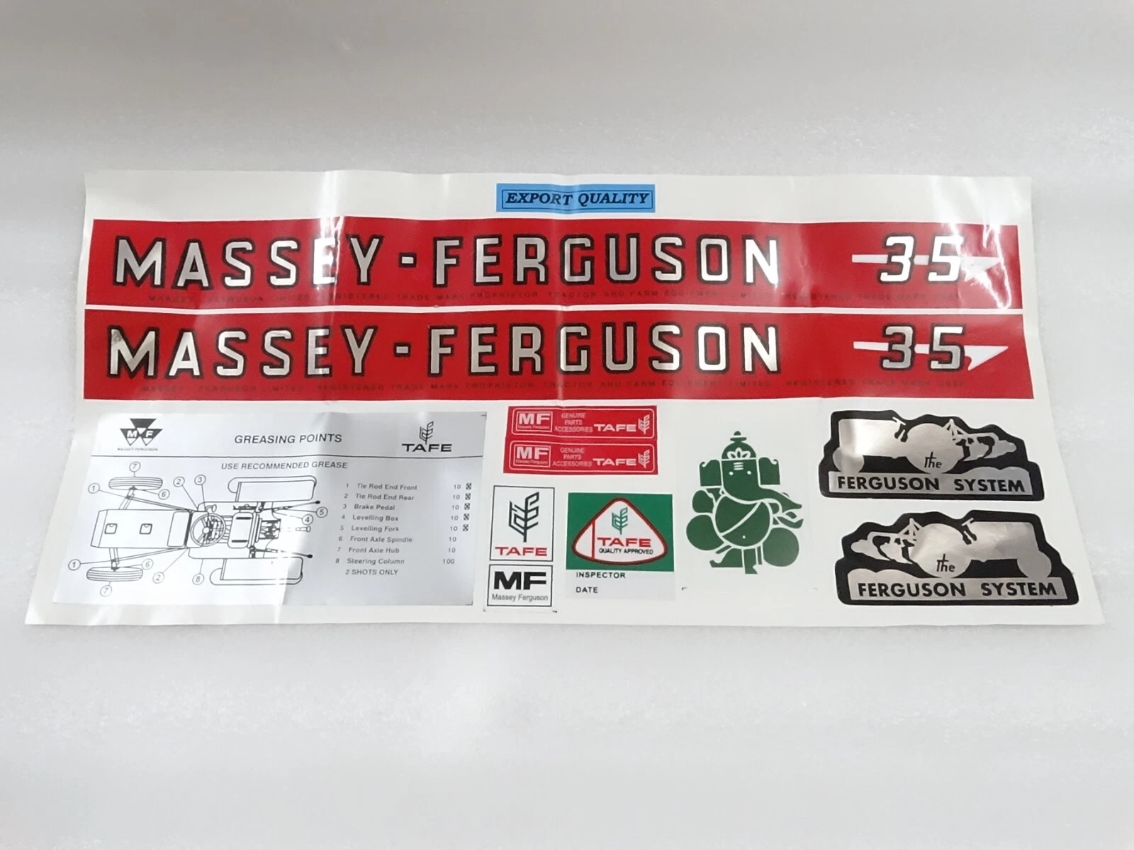 NEW It's free to sell on eBay Not available to Pro sellers Sell one like this Sell something else  Share Bonnet Decal Emblem Sticker Kit Set For Massey Ferguson 35 Tractor #10-4