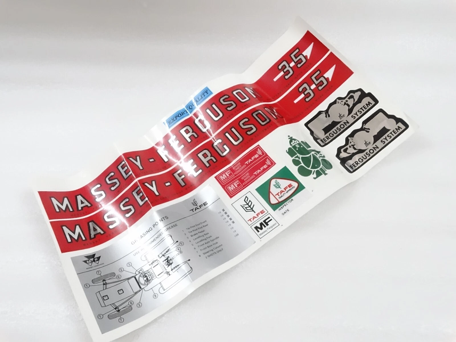 NEW It's free to sell on eBay Not available to Pro sellers Sell one like this Sell something else  Share Bonnet Decal Emblem Sticker Kit Set For Massey Ferguson 35 Tractor #10-4