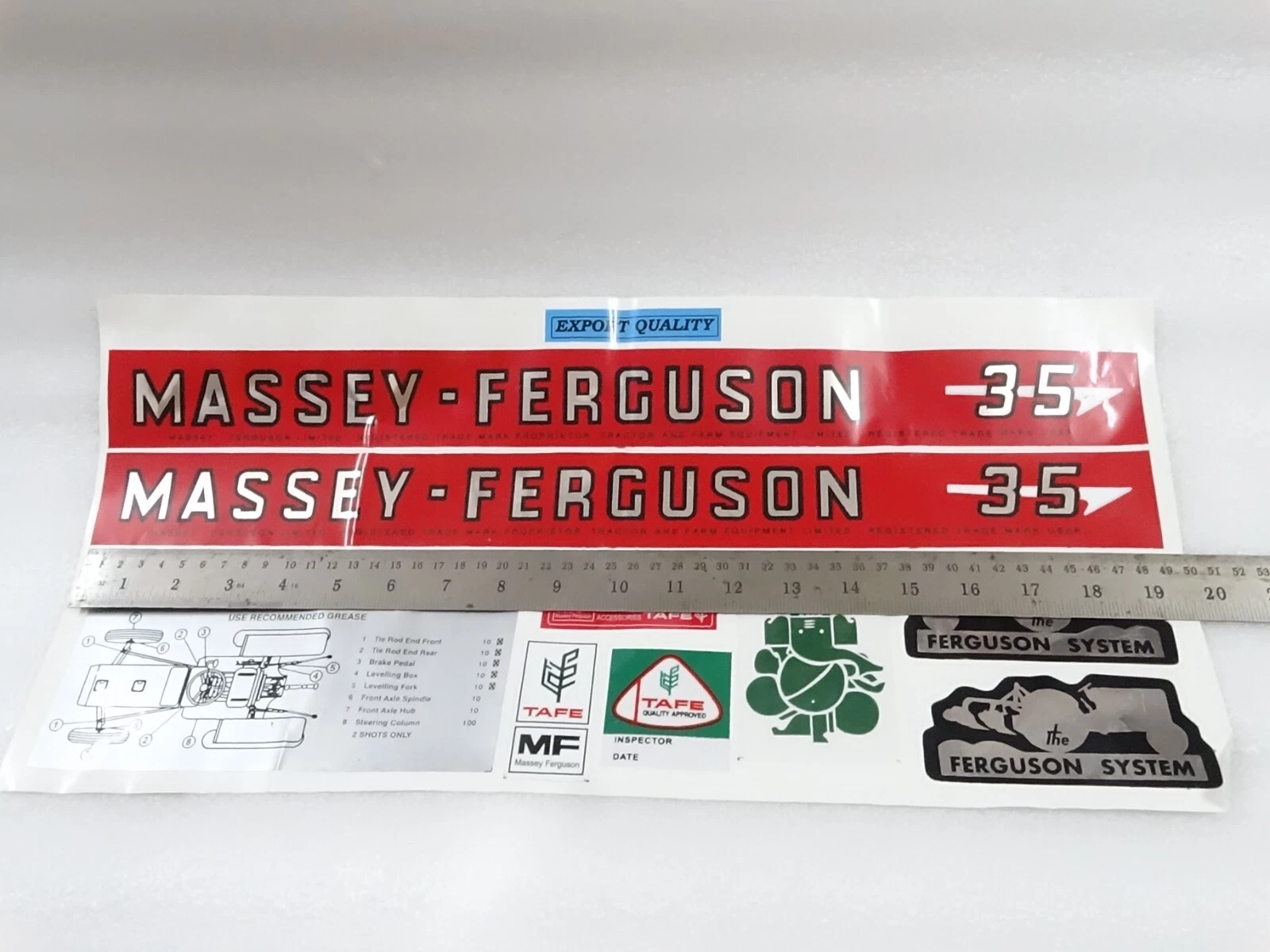 NEW It's free to sell on eBay Not available to Pro sellers Sell one like this Sell something else  Share Bonnet Decal Emblem Sticker Kit Set For Massey Ferguson 35 Tractor #10-4