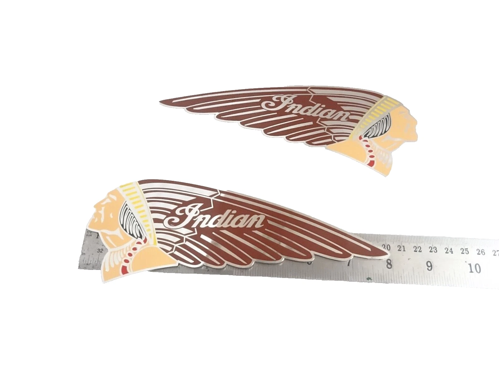 BRASS EMBLEMS BADGES FITS TO VINTAGE EARLY INDIAN SCOUT FUEL PETROL TANK IN RED