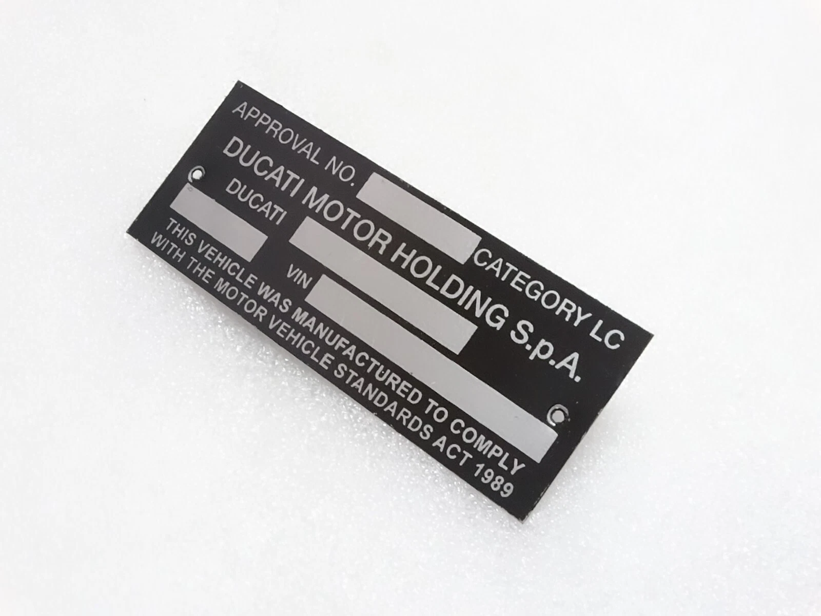 Ducati Black Aluminium Data Plate ID Tag Frame Vintage New Motorcycle #23C20