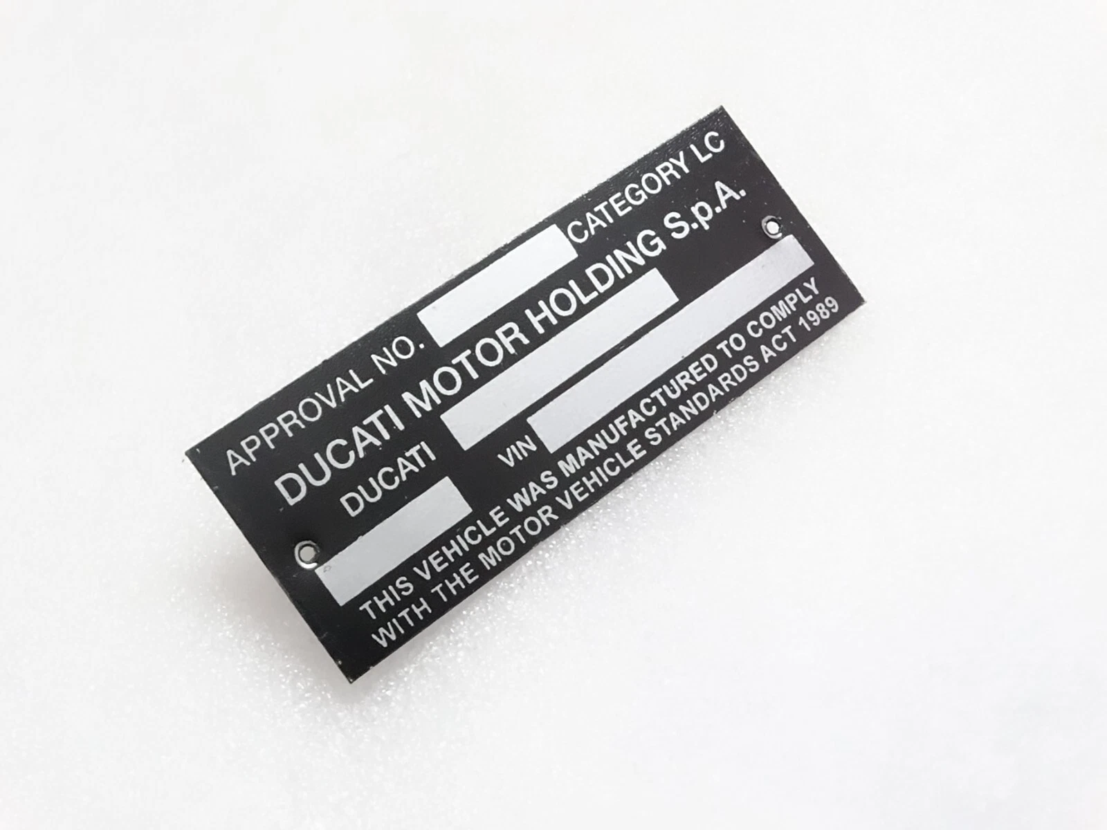 Ducati Black Aluminium Data Plate ID Tag Frame Vintage New Motorcycle #23C20