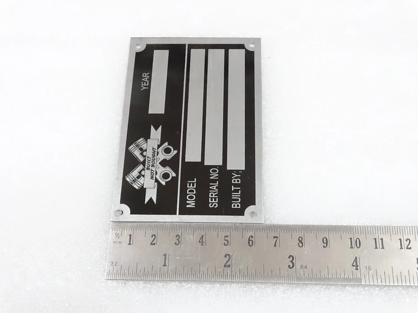 BUILT NOT BOUGHT BLANK DATA PLATE #V236-7