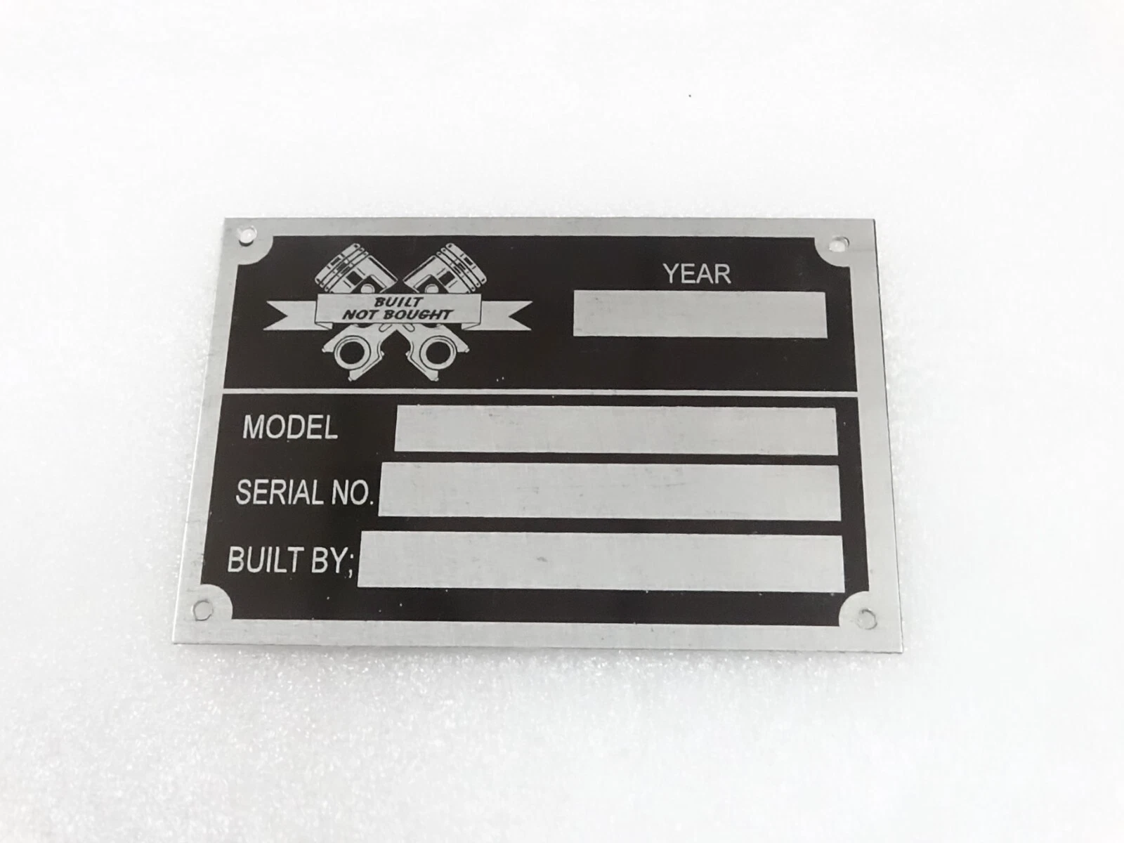 BUILT NOT BOUGHT BLANK DATA PLATE #V236-7