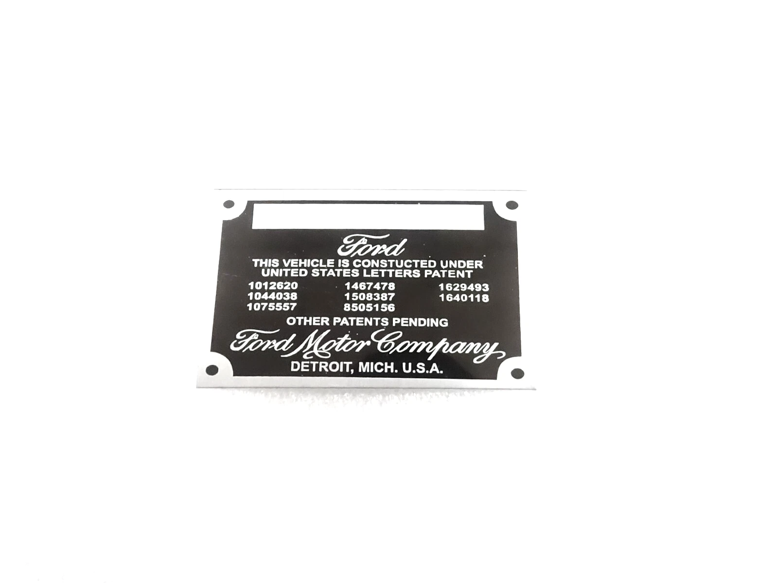 DATA PLATE FITS TO VINTAGE CLASSIC FORD WORKS FOR MODEL AND OTHERS #V407-8