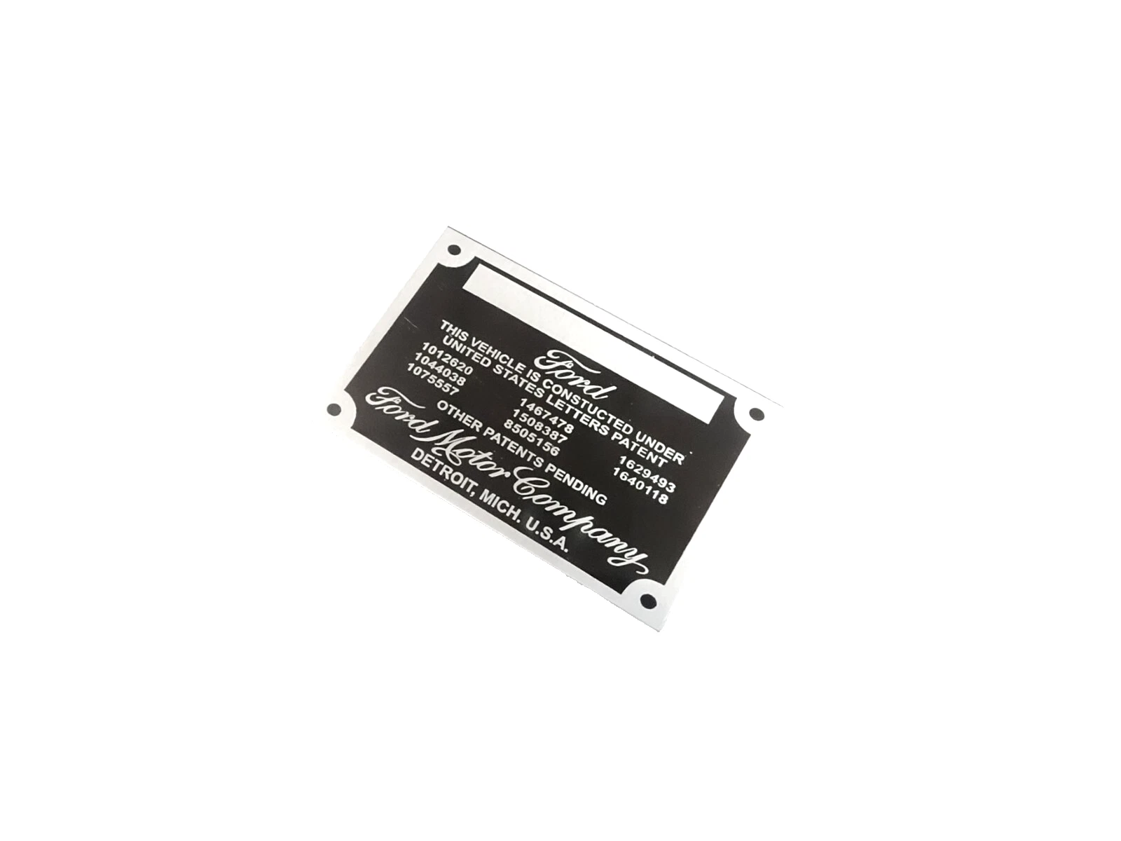 DATA PLATE FITS TO VINTAGE CLASSIC FORD WORKS FOR MODEL AND OTHERS #V407-8