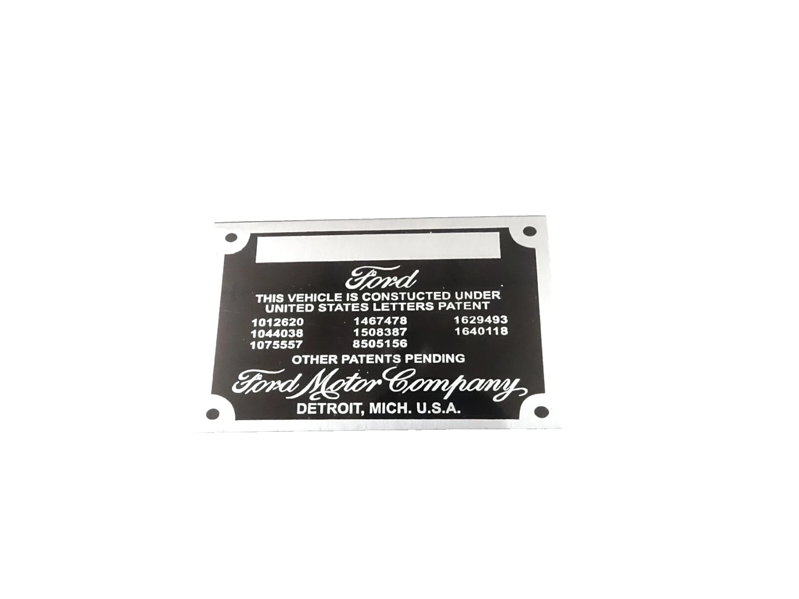 DATA PLATE FITS TO VINTAGE CLASSIC FORD WORKS FOR MODEL AND OTHERS #V407-8