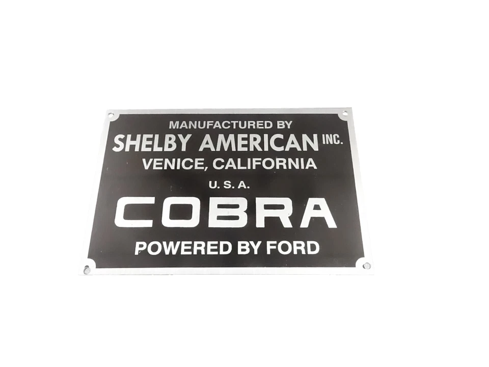 DATA PLATE FITS CLASSIC ALLOY SHELBY AMERICAN COBRA FORD #V411-8
