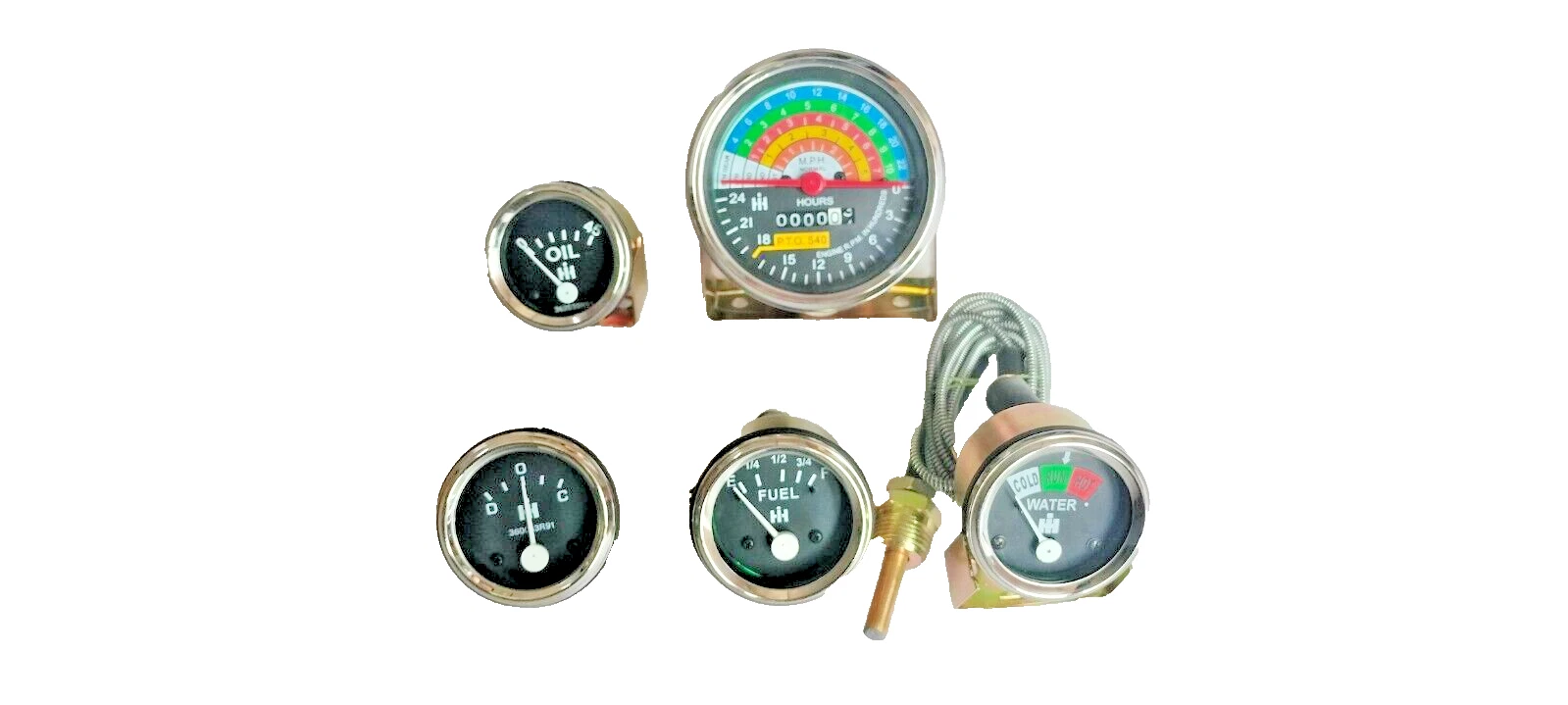 Gas/Diesel Tachometer+Temp+Oil Pressure+Ampere+Fuel Gauge #18-27
