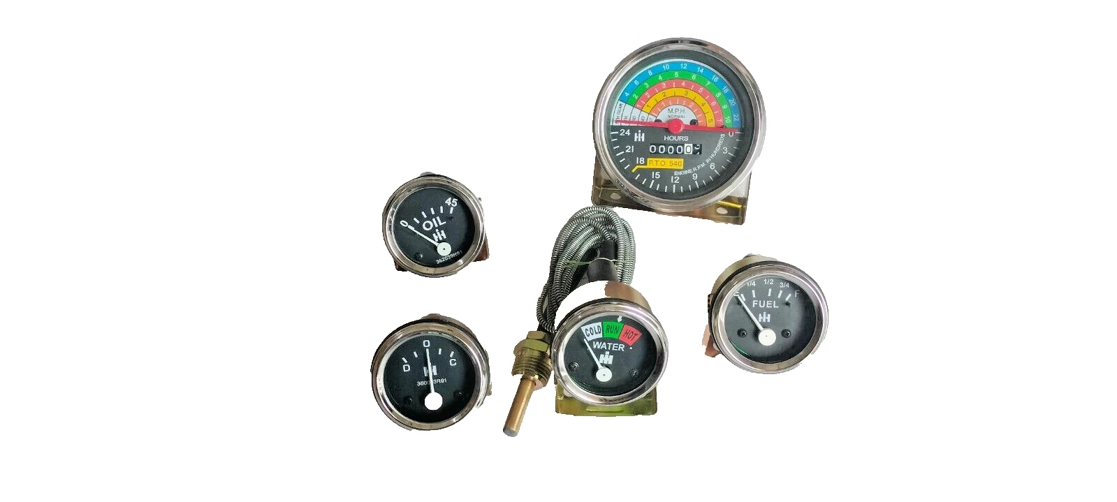 Gas/Diesel Tachometer+Temp+Oil Pressure+Ampere+Fuel Gauge #18-27