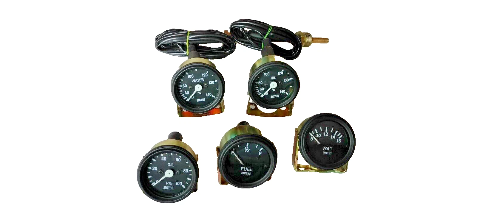 Smiths Replica Oil Temp C+ Water Temp+Oil Pressure+ Fuel+ Volt Gauge Black Bezel