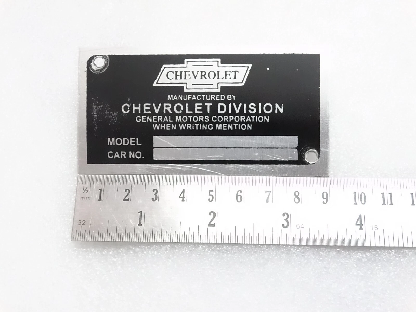 Chevrolet Division Chassis Serial Number Data Plate For Chevrolet Vintage Cars