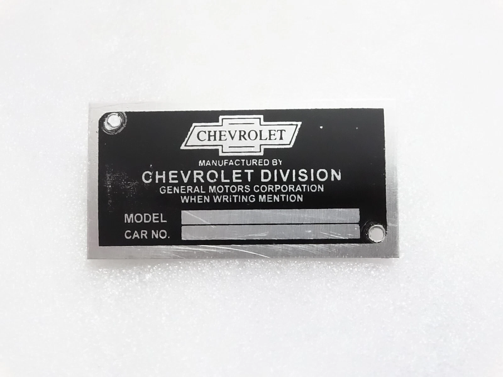 Chevrolet Division Chassis Serial Number Data Plate For Chevrolet Vintage Cars