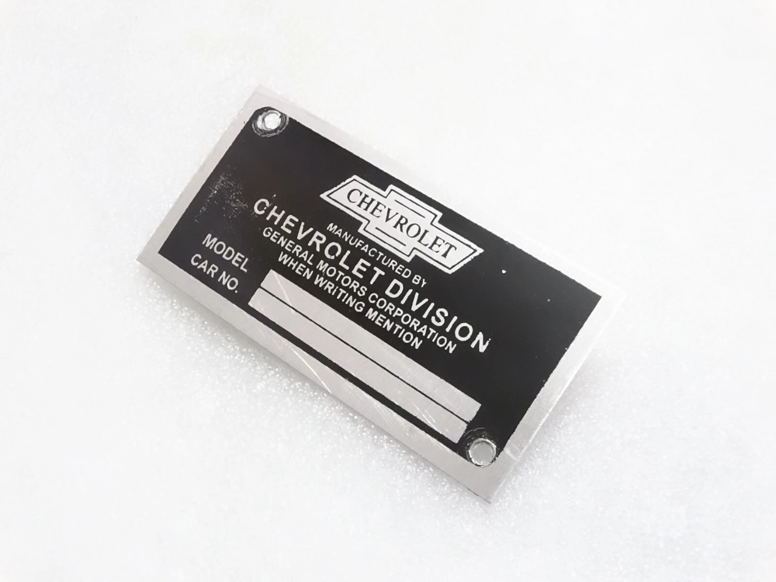 Chevrolet Division Chassis Serial Number Data Plate For Chevrolet Vintage Cars