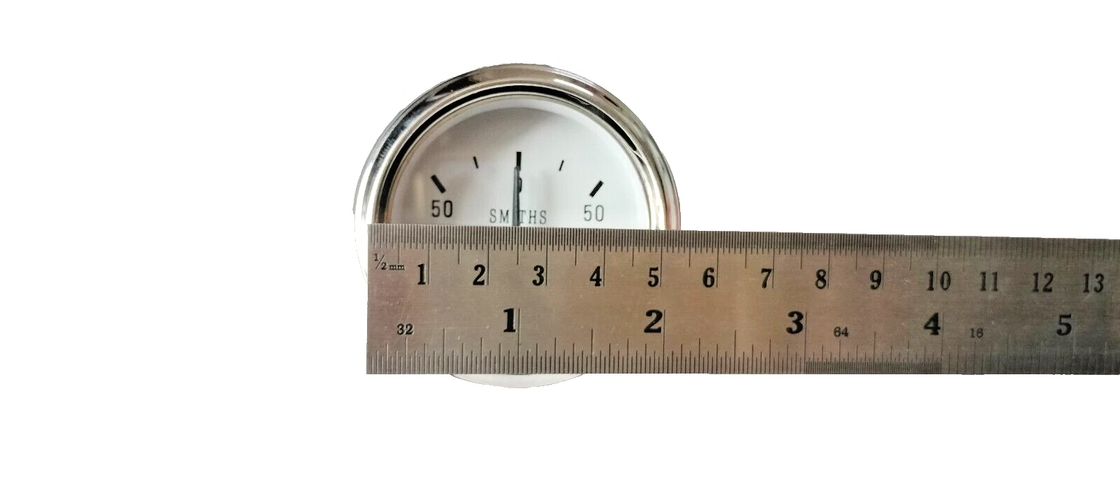 Smiths Rep Ampere Meter 50 Amp, 12 Volt, White Chrome, 52mm, 2 1/16... #18-58