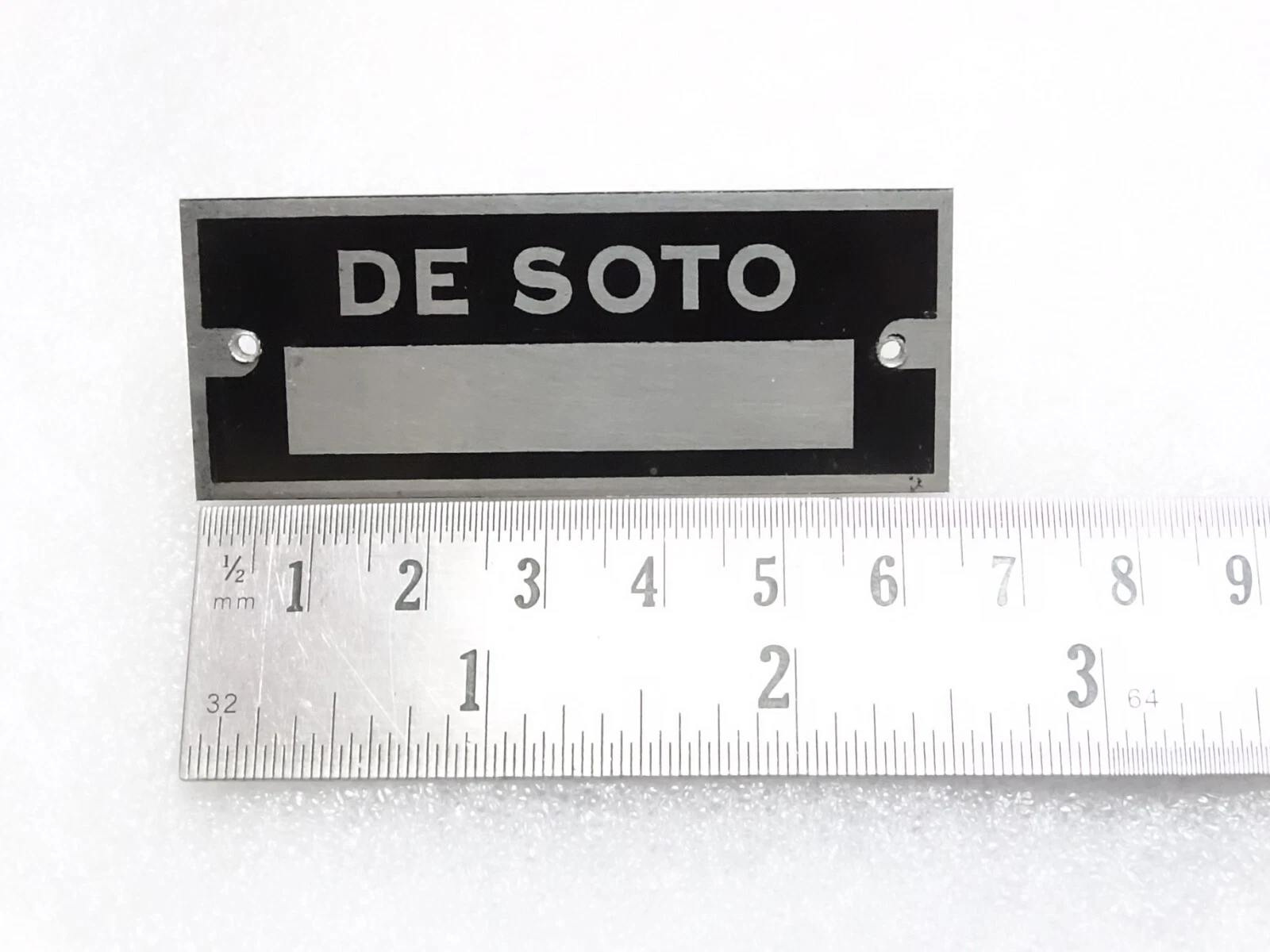 Desoto Black Aluminium Data Plate ID Tag Frame Vintage New Motorcycle #23C16
