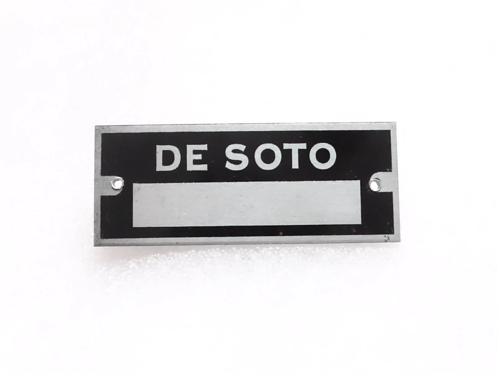Desoto Black Aluminium Data Plate ID Tag Frame Vintage New Motorcycle #23C16