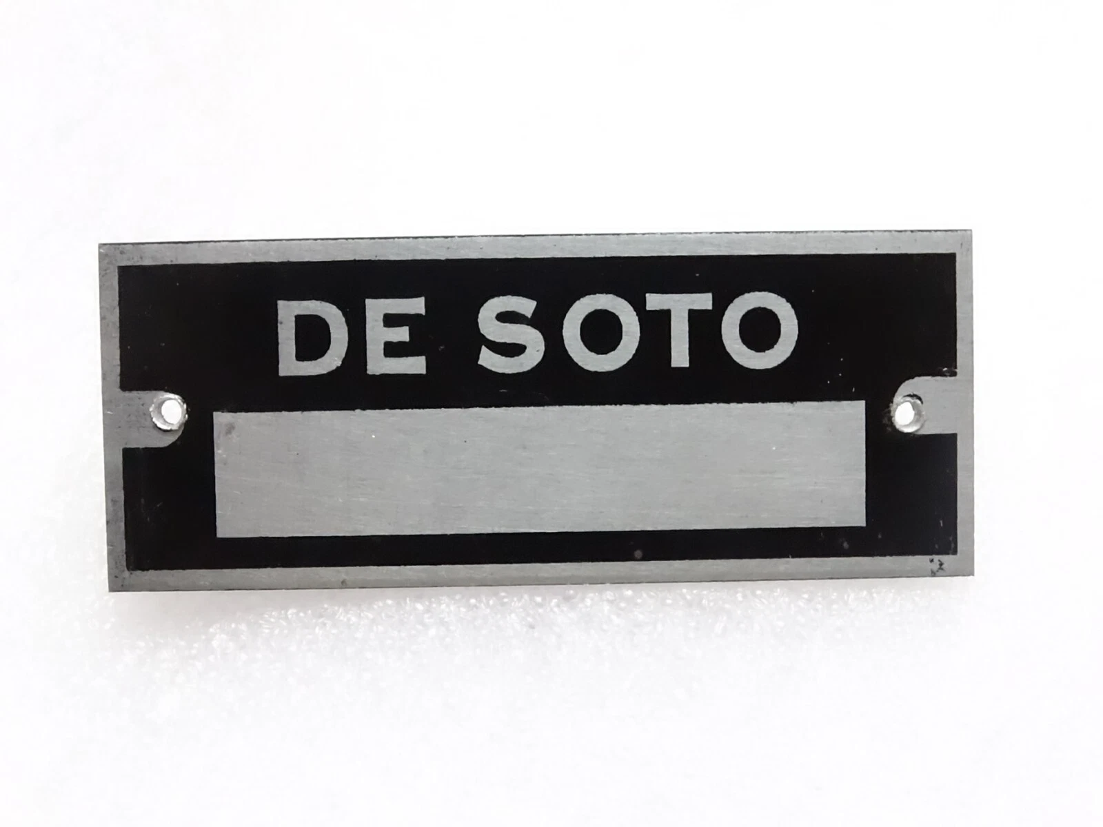 Desoto Black Aluminium Data Plate ID Tag Frame Vintage New Motorcycle #23C16