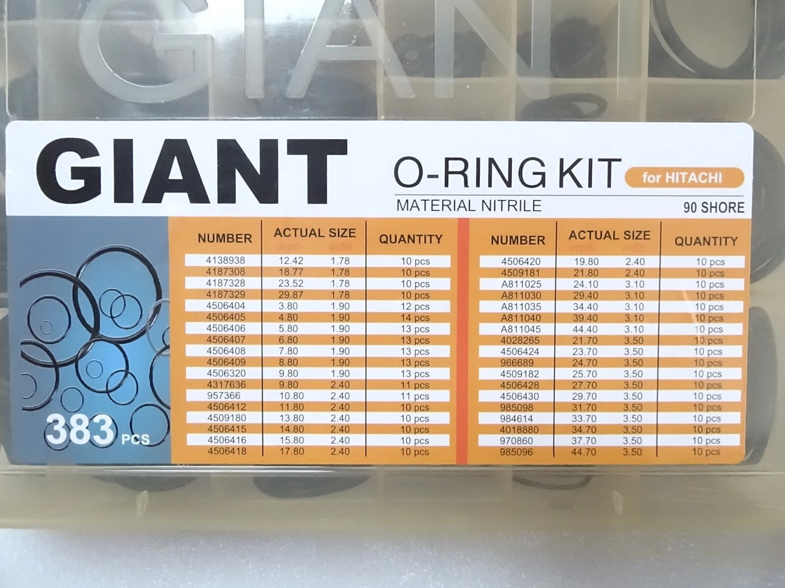 383pcs O Ring Box Seal Kit For Hitachi EX100 EX200 EX300 Excavator Repair Gasket