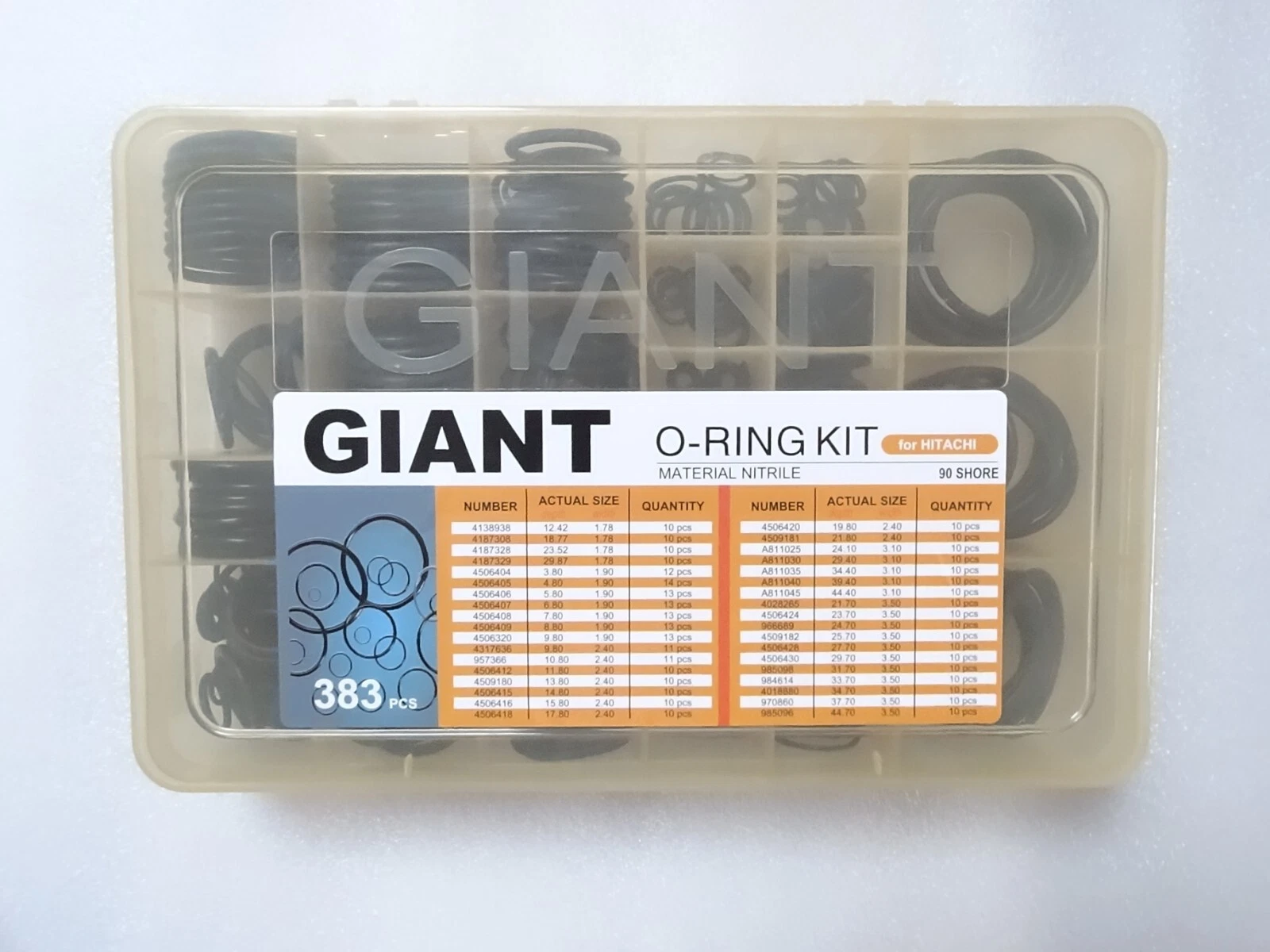 383 Pcs O Ring Kit For Hitachi Assortment 90 Shore Nitrile Rubber Gasket Seals