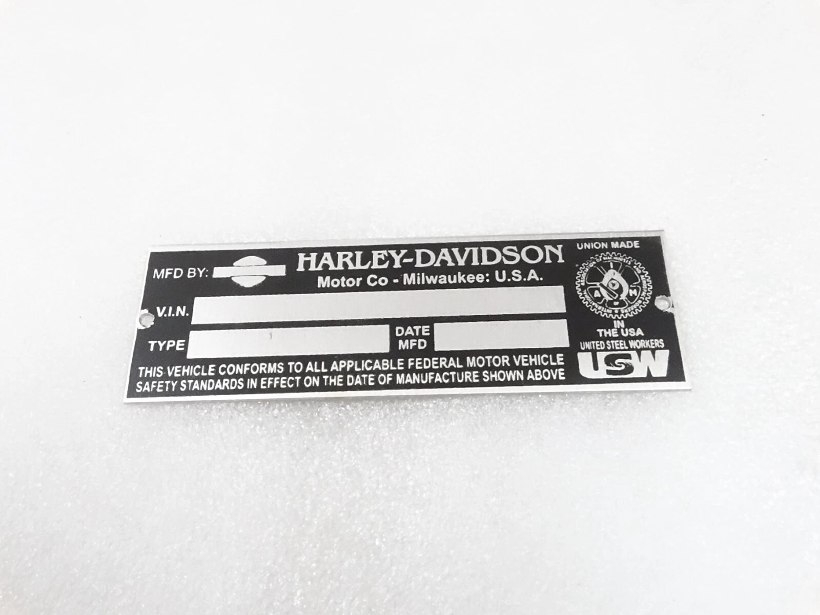 DATA PLATE FOR FOR HARLEY DAVIDSON MOTORCYCLES #25C1
