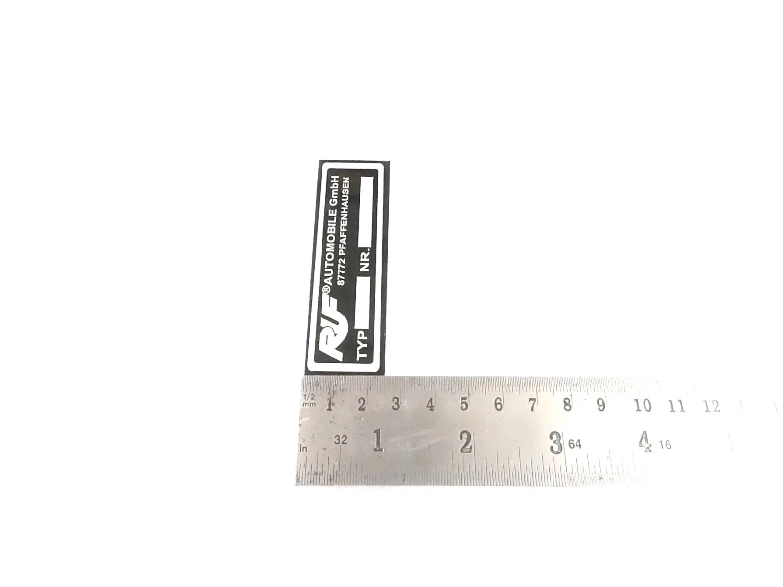 DATA PLATE FITS TO VINTAGE CLASSIC RUF AUTOMOBILE Gmbh #V403-8