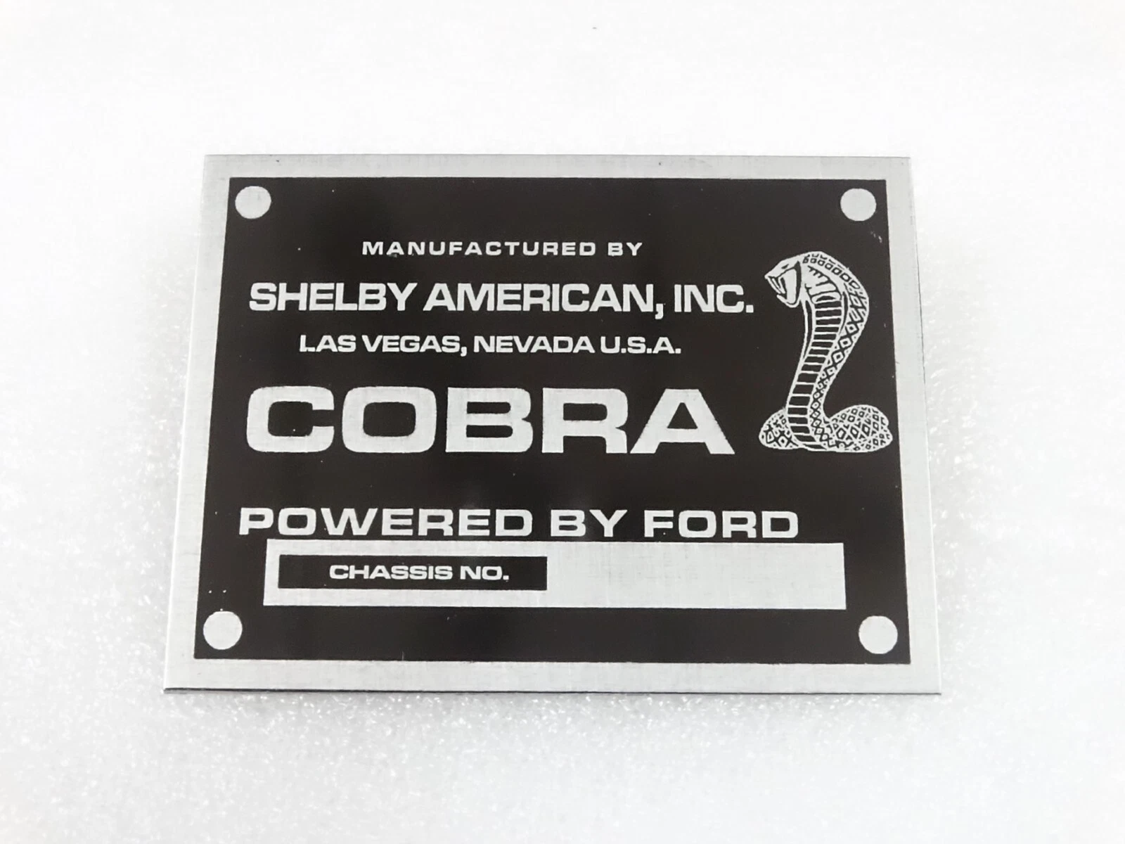DATA PLATE FITS TO VINATEG FORD COBRA CARROLL SHELBY MODEL #V210-7